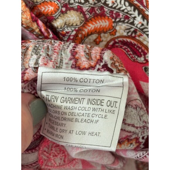 Ariat Womens Paisley Cotton Shirt Pink Red Floral Print Western Cowgirl - Picture 4 of 9